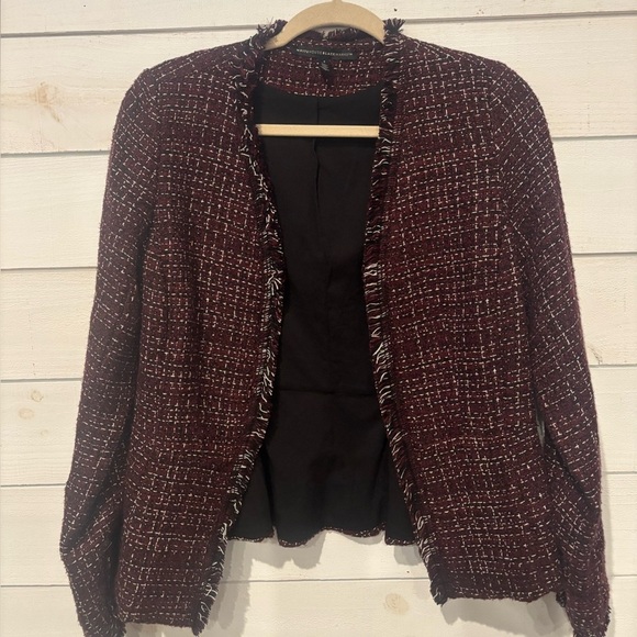 White House Black Market Burgundy Tweed Blazer in size 4 - Picture 1 of 15